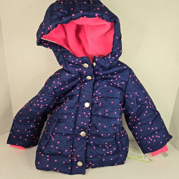 Carter’s 12 Months Girls Blue And Pink Heart Winter Jacket - Picture 9 of 9